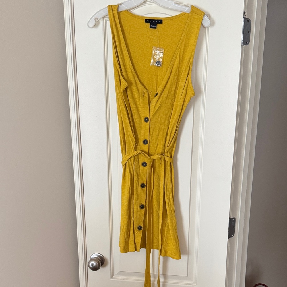 Sanctuary Yellow Sleeveless Button-Front Mini Dress